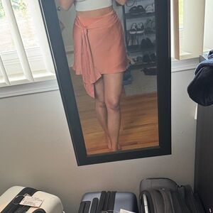Satin Peach Wrap Skirt